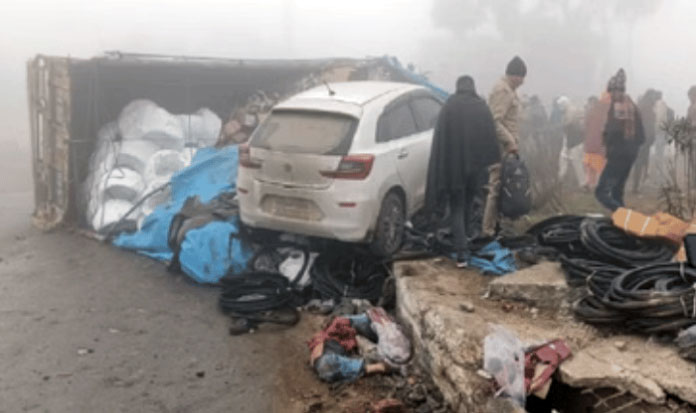 hariyana-accident धुक्यामुळे अपघात