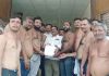 शेतकरी विरोधी सरकारच्या धोरणांविरोधात नांदुऱ्यात संभाजी ब्रिगेडचे ‘अर्धनग्न’ आंदोलन शेतकरी
