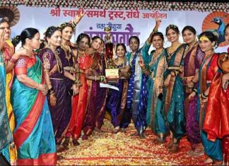 मंगळागौरीच्या मंचावर संस्कृतीचा जागर; रांधे गावचा ‘स्वामीकृपा महिला संघ’ ठरला आदर्श स्पर्धक मंगळागौरी